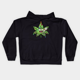 Weed Christmas Tree Character Smoking Joint Kids Hoodie